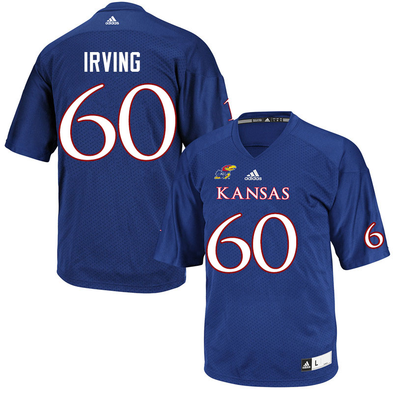 Men #60 Mykee Irving Kansas Jayhawks College Football Jerseys Sale-Royal